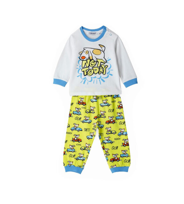 Pyjama long en coton « Bonne nuit bébé garçon » 1