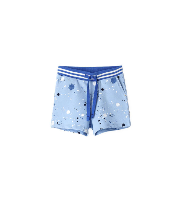 Bermuda bébé garçon en molleton de coton indigo universitaire 1