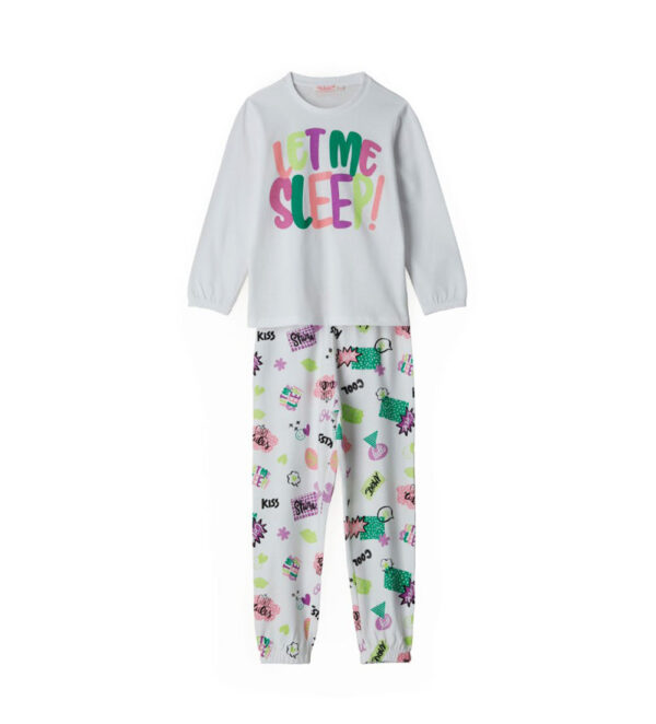Pyjama long en coton « Bonne nuit fille » 6