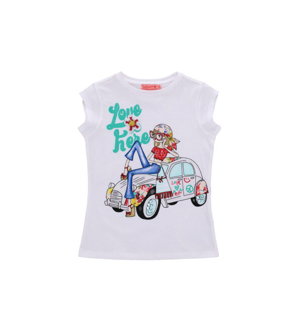 T-shirt fille du marché d'Ibiza avec strass