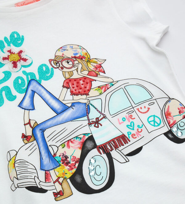 T-shirt fille du marché d'Ibiza avec strass – Image 2