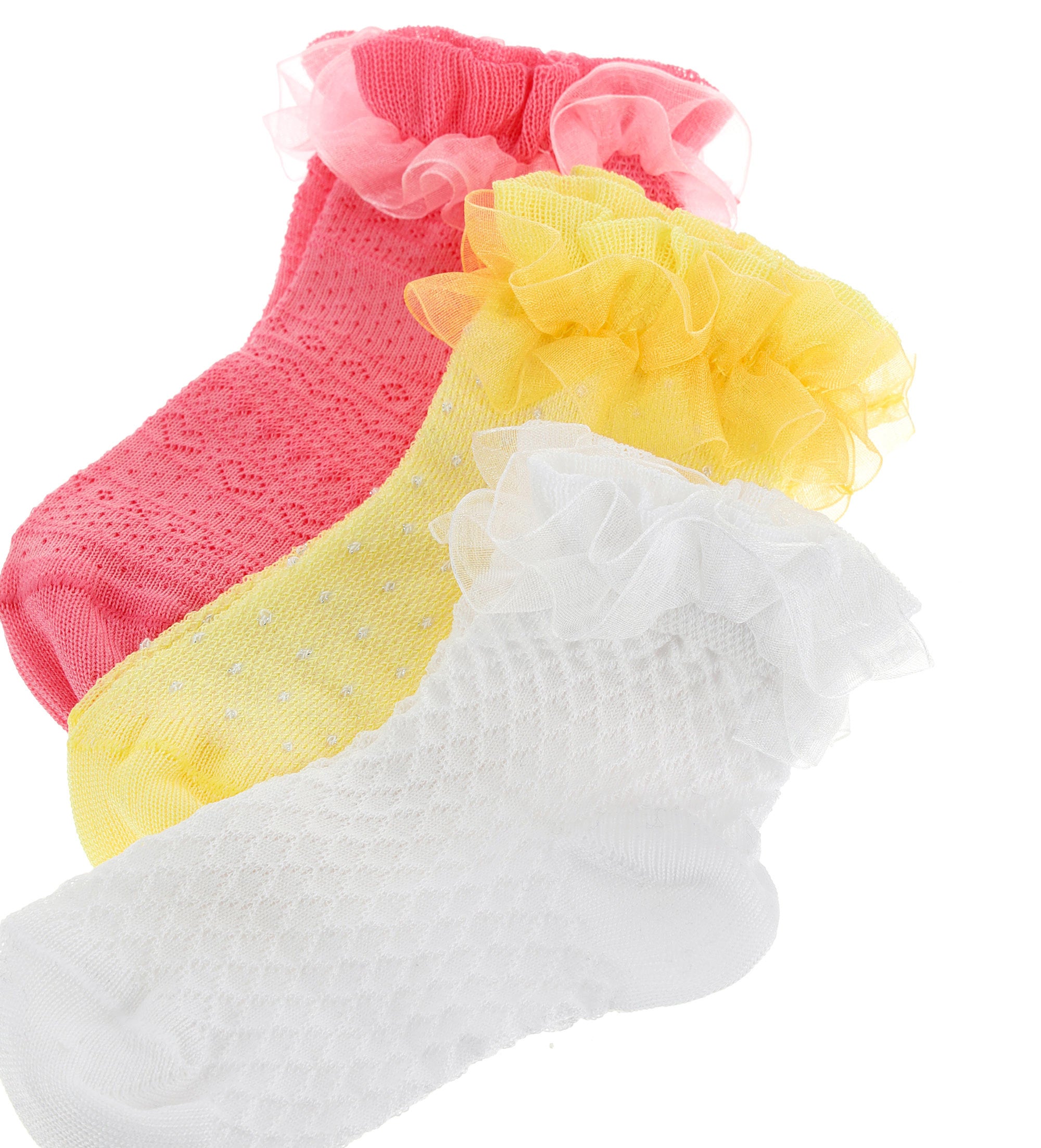 Lot de trois paires de chaussettes perforées Basico Spring pour bébé fille