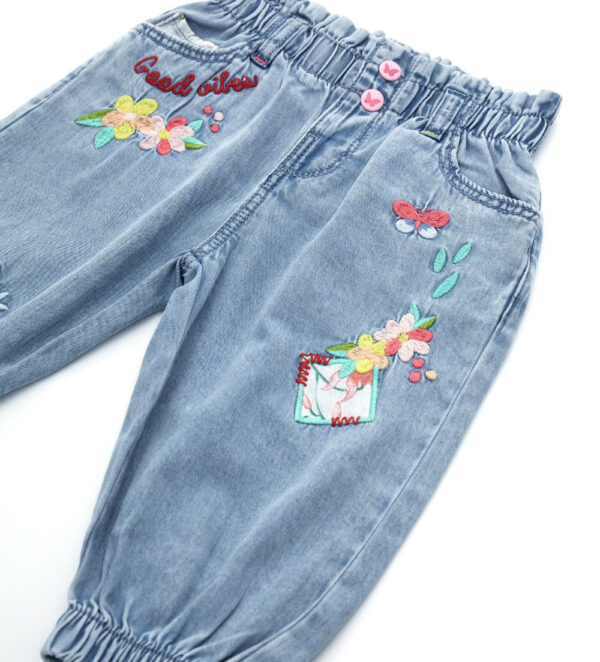 Jean bébé fille en denim coloré – Image 3