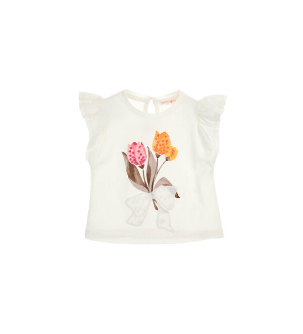 T-shirt bébé fille Peach Sunrise avec nœud