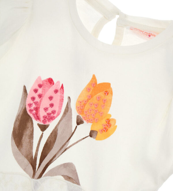 T-shirt bébé fille Peach Sunrise avec nœud – Image 2