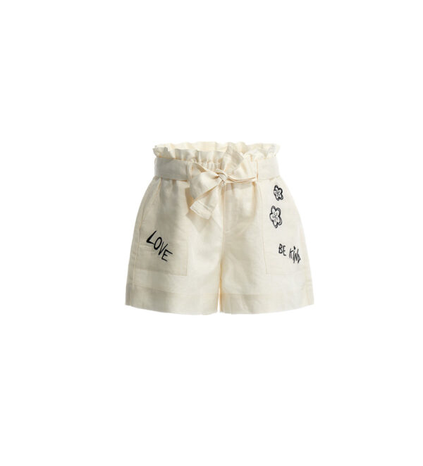 Bermuda en lin style ethnique hippie chic pour fille