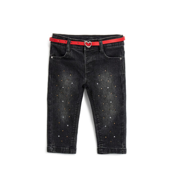 Jean stretch noir pour bébé fille Natalizio