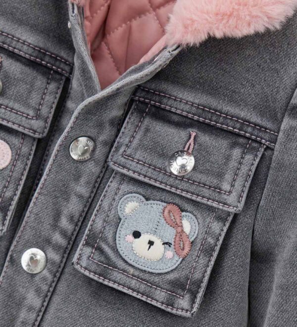 Veste Teddy pour bébé fille, manteaux et vestes en jean – Image 3