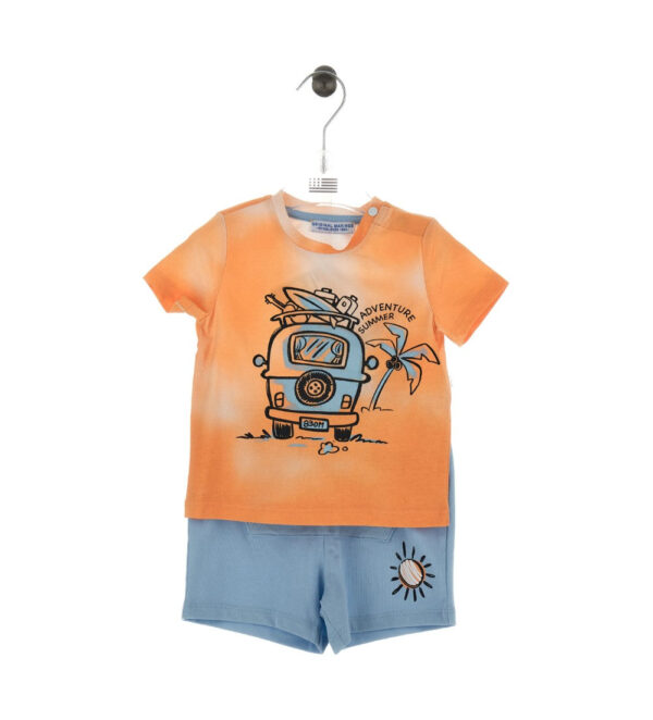 Ensemble t-shirt et bermuda bébé garçon mandarine 1