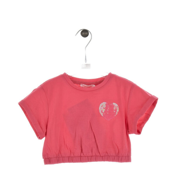 T-shirt fille actif avec cœur fluorescent