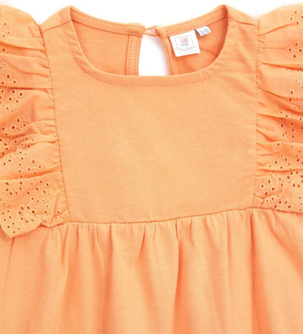 Grenouillère à volants pour nouveau-né fille couleur mandarine – Image 3