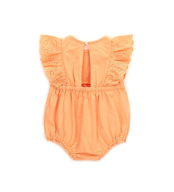 Grenouillère à volants pour nouveau-né fille couleur mandarine – Image 2