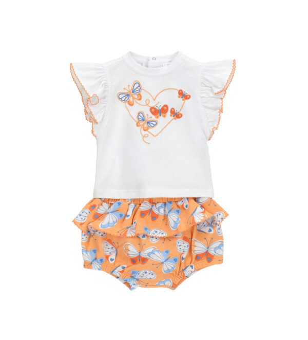 Ensemble t-shirt et collants Tangerine pour nouveau-né fille