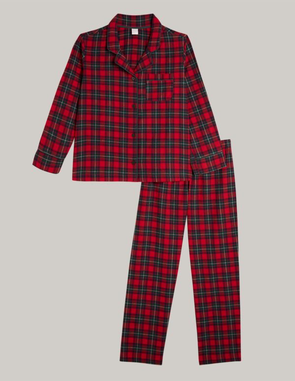 Pyjama long Tartan Family Girl avec ouverture sur le devant