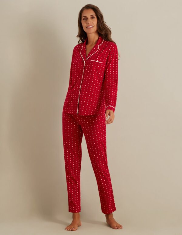 Pyjama long femme coucou de Noël avec ouverture sur le devant
