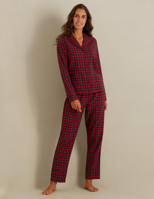 Pyjama long femme Tartan Family avec ouverture sur le devant – Image 4