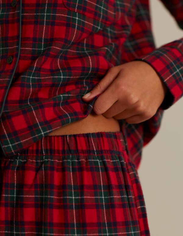 Pyjama long femme Tartan Family avec ouverture sur le devant – Image 3
