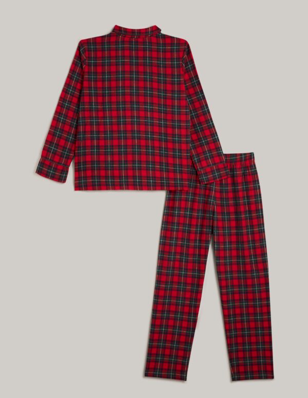 Pyjama long pour garçon à motif tartan avec ouverture sur le devant – Image 2