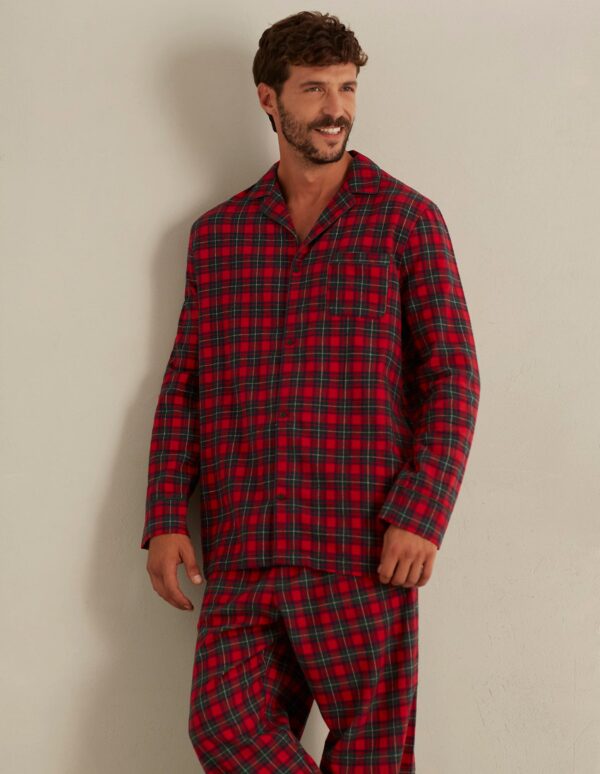 Pyjama long Tartan Family Man avec ouverture sur le devant