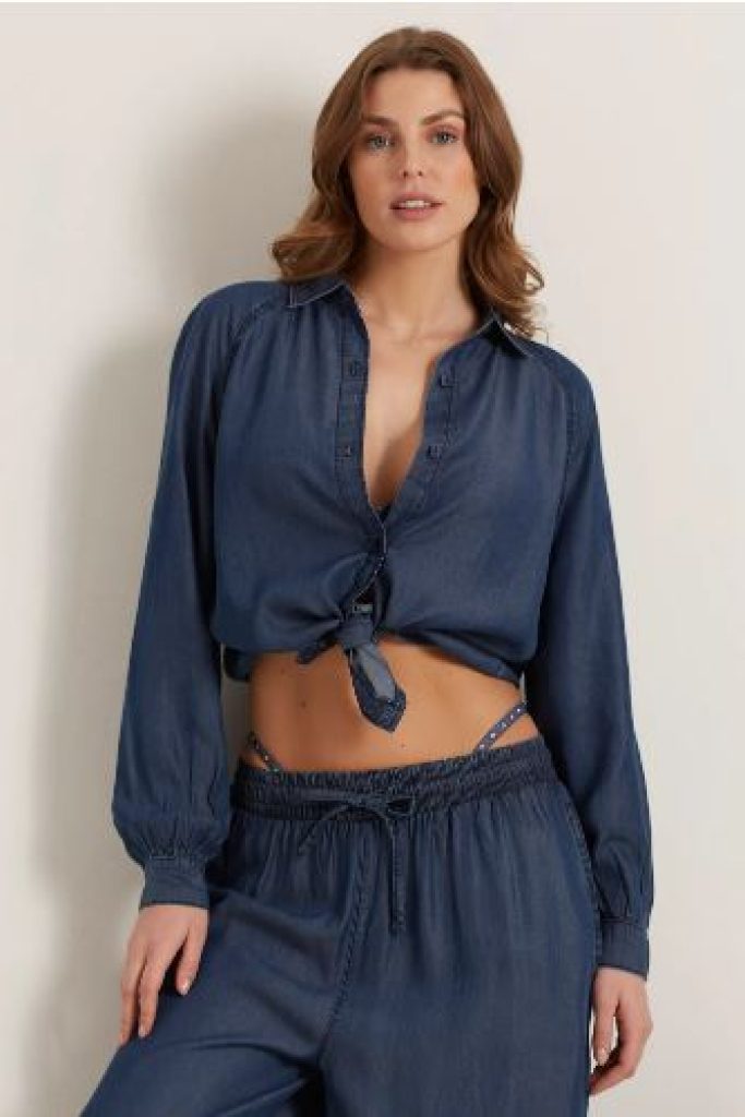 Chemisier en jean pour femme