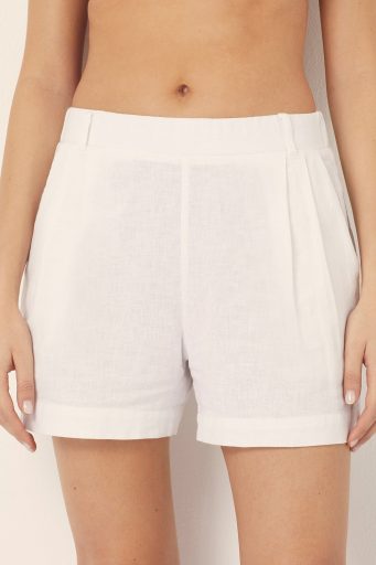 Short femme en coton/lin