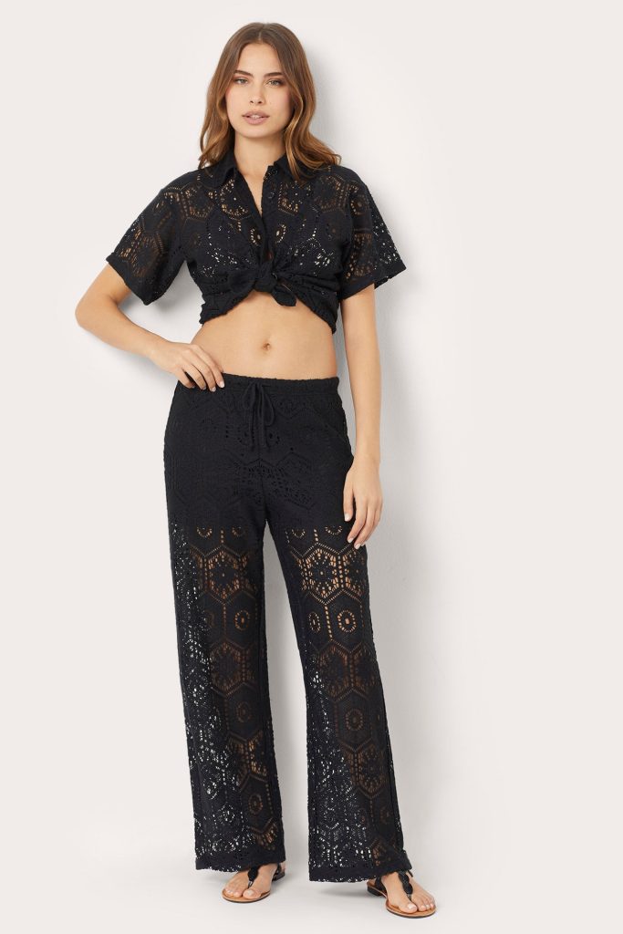 Pantalon femme au crochet