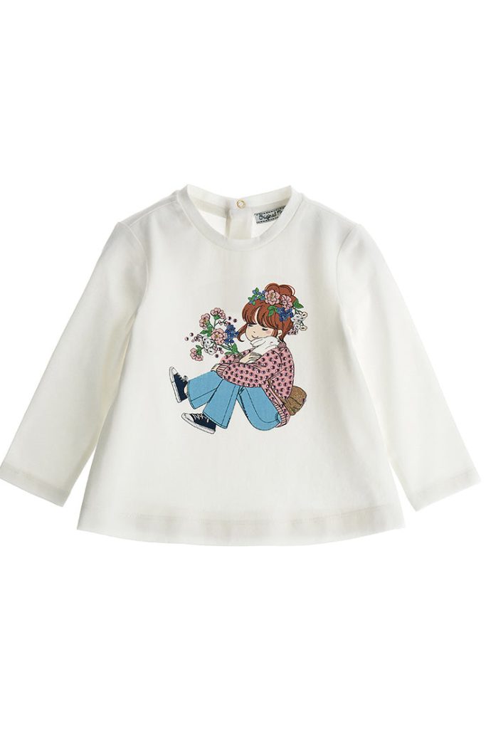 T-shirt bébé fille motif fleur 3D « Leçon de poésie »