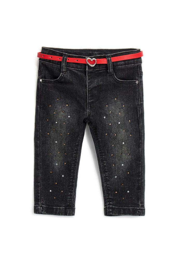 Jean stretch noir pour bébé fille Natalizio