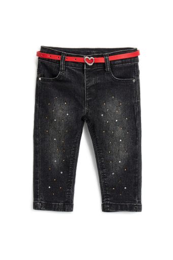Jean stretch noir pour bébé fille Natalizio