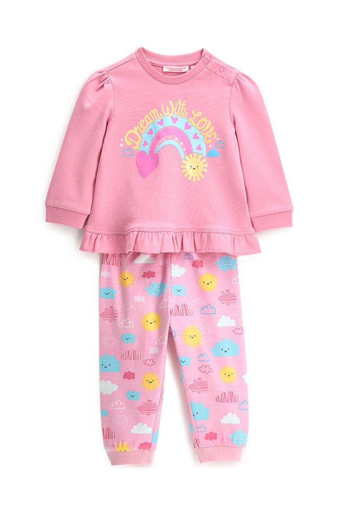 Pyjama chaud en coton pour bébé fille « Bonne nuit » 2