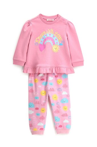 Pyjama chaud en coton pour bébé fille « Bonne nuit » 2