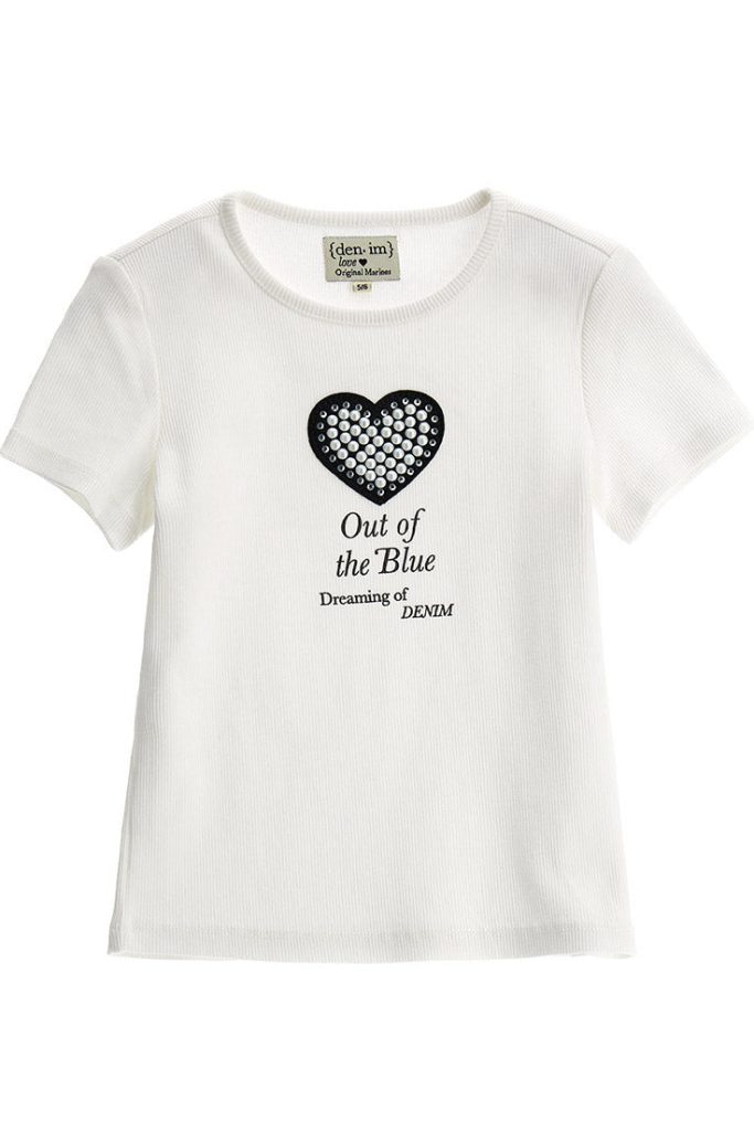 T-shirt Capsule Denim Girl avec perles et strass
