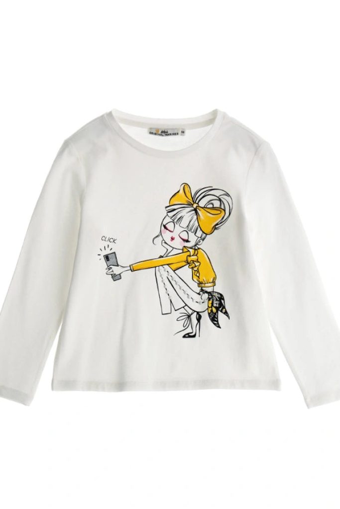 T-shirt imprimé pailleté « Automne en ville » pour fille