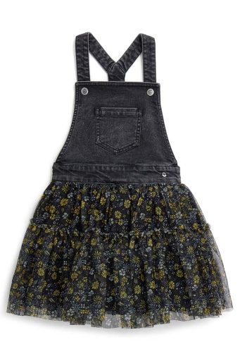 Robe salopette en jean pour fille « Automne en ville »