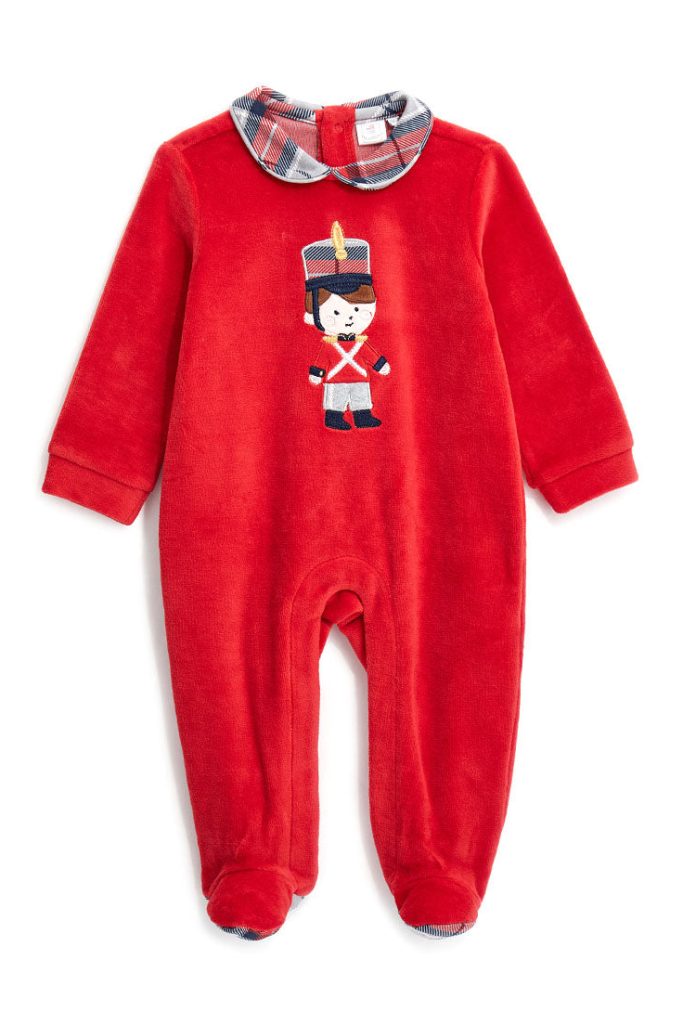 Barboteuse à col chemise pour nouveau-né de Noël