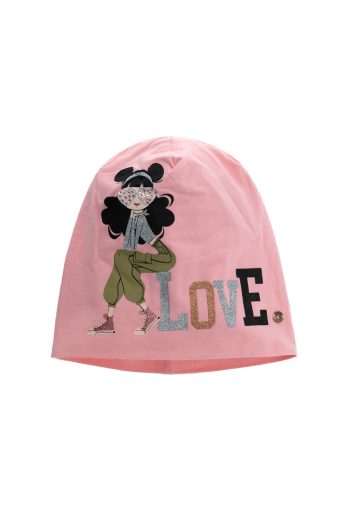Bonnet en coton rose Basico Fall Girl 2