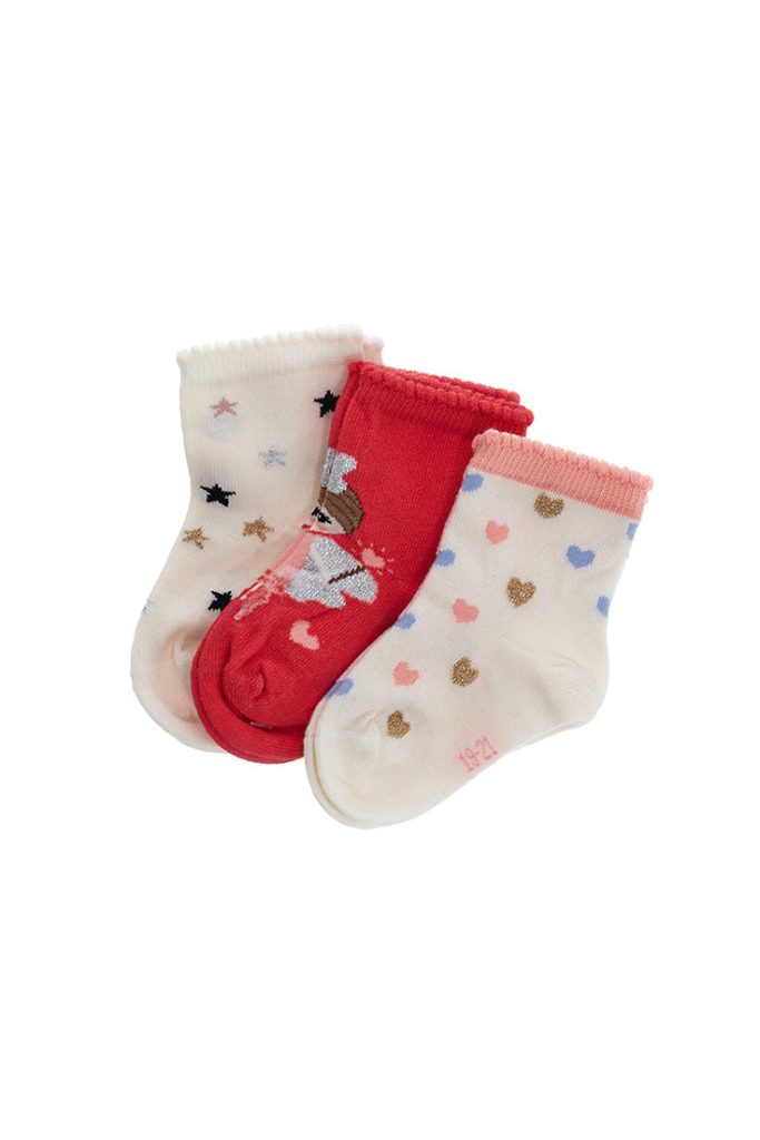 Lot de trois paires de chaussettes courtes Basico Fall pour bébé fille