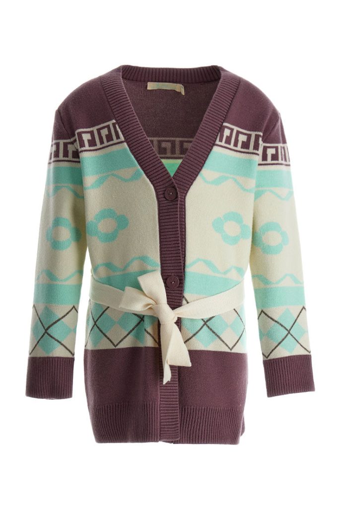 Cardigan fille phosphorescent avec ceinture