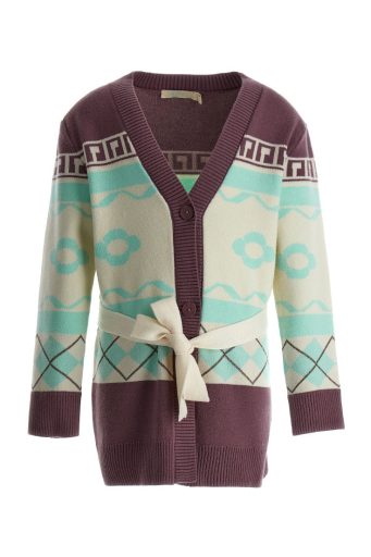 Cardigan fille phosphorescent avec ceinture