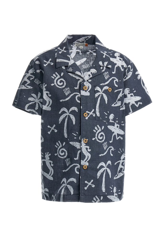 Chemise ethnique en lin et coton pour garçon de plage 2