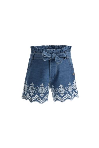 Jean bermuda romantique pour fille avec broderie
