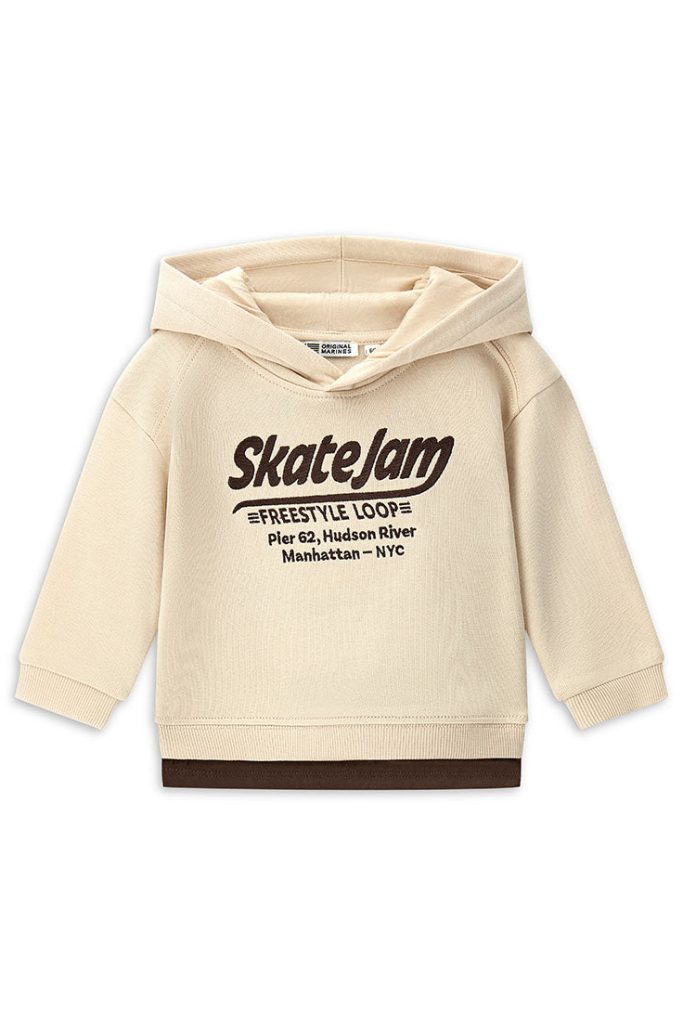 Sweat-shirt bébé garçon naturel avec capuche, chemises et hauts 1