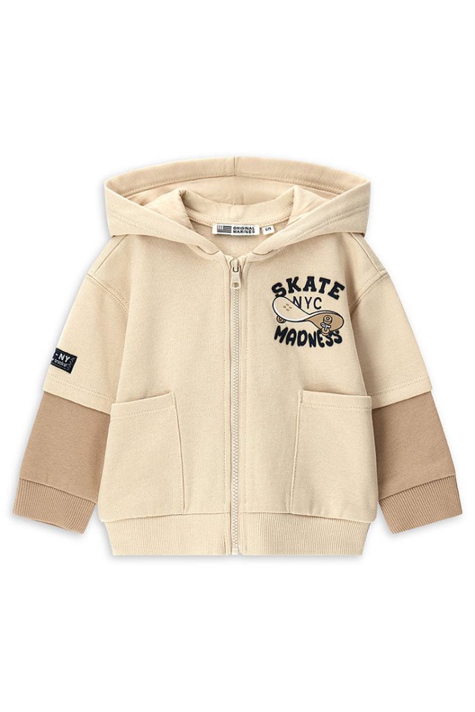 Sweat-shirt à capuche ouvert pour bébé garçon Natural Varsity, chemises et hauts