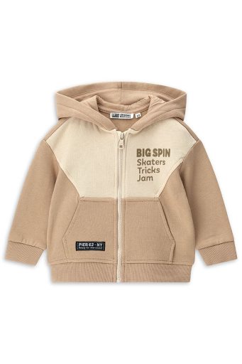 Sweat-shirt bébé garçon naturel à capuche ouverte, chemises et hauts 1
