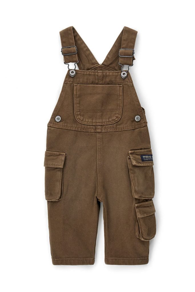Salopette en sergé naturel pour bébé garçon