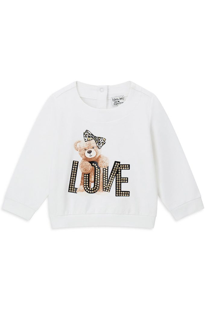Sweat-shirt en denim pour bébé fille avec col, chemises et hauts