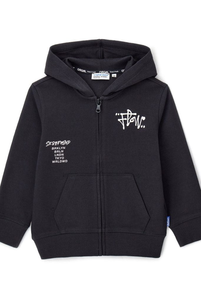 Sweat-shirt Capsule Denim Boy en coton chaud à capuche ouverte, chemises et hauts