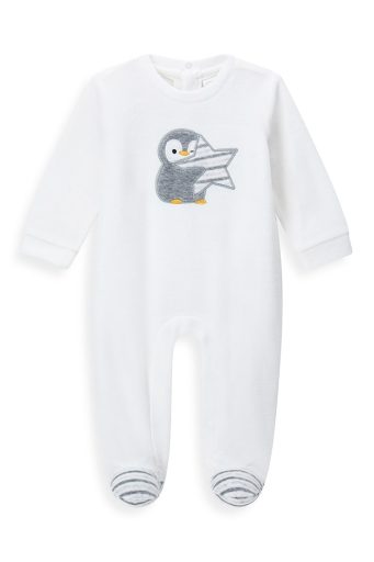 Combinaison classique M pour nouveau-né aux tons doux, motif pingouin et étoile