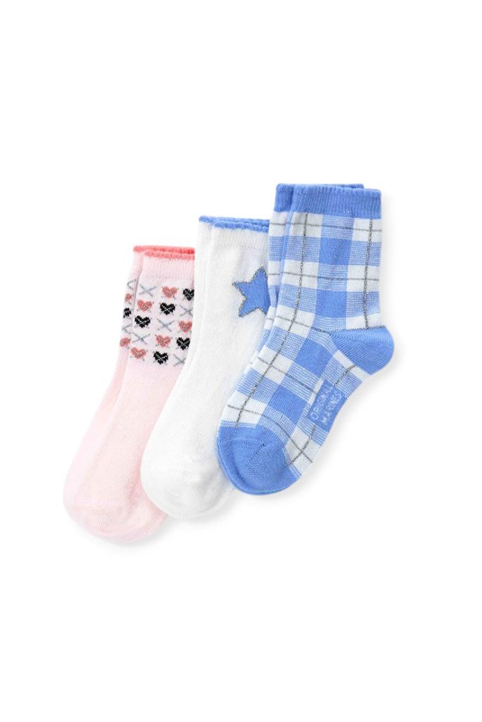 Lot de 3 paires de chaussettes courtes en denim pour bébé fille