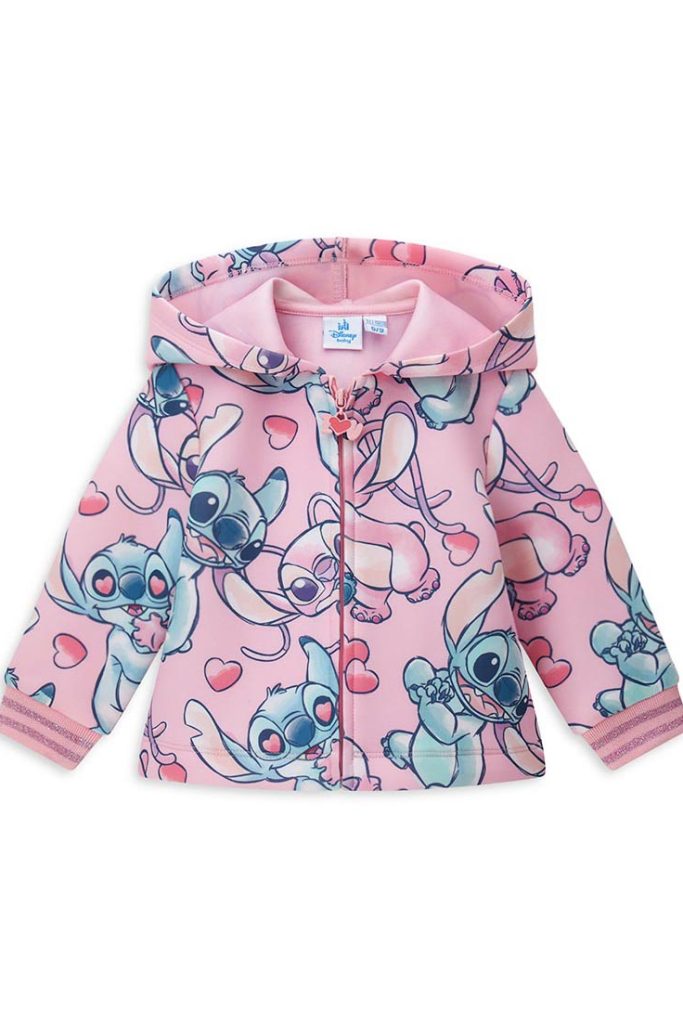 Sweat-shirt bébé fille à capuche Disney Stitch, chemises et hauts fermés